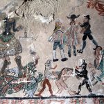 Los frescos pintados al interior del templo fueron realizados en el siglo XVIII, seguramente por los mismos habitantes bajo la guía de un sacerdote.