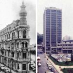 Edificio Brown Carvallo de Valparaíso demolido en 1978 para construir el edificio actual de la Intendencia (a la derecha)
